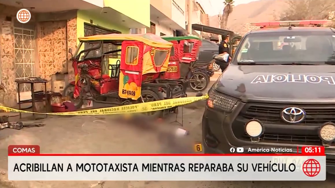 Mototaxista de 43 años es acribillado por dos sicarios dentro de taller mecánico en Comas.