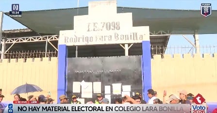 Material electoral no llegó al colegio 7098 Rodrigo Lara Bonilla, ubicado en Lurín, por lo que no hubo votaciones. Foto: Captura de pantalla.