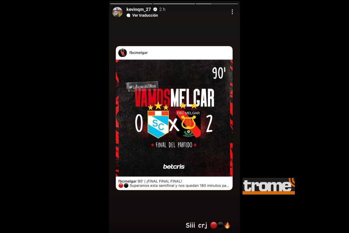 Kevin Quevedo se emocionó por clasificación a la final de Melgar (@kevinqm)