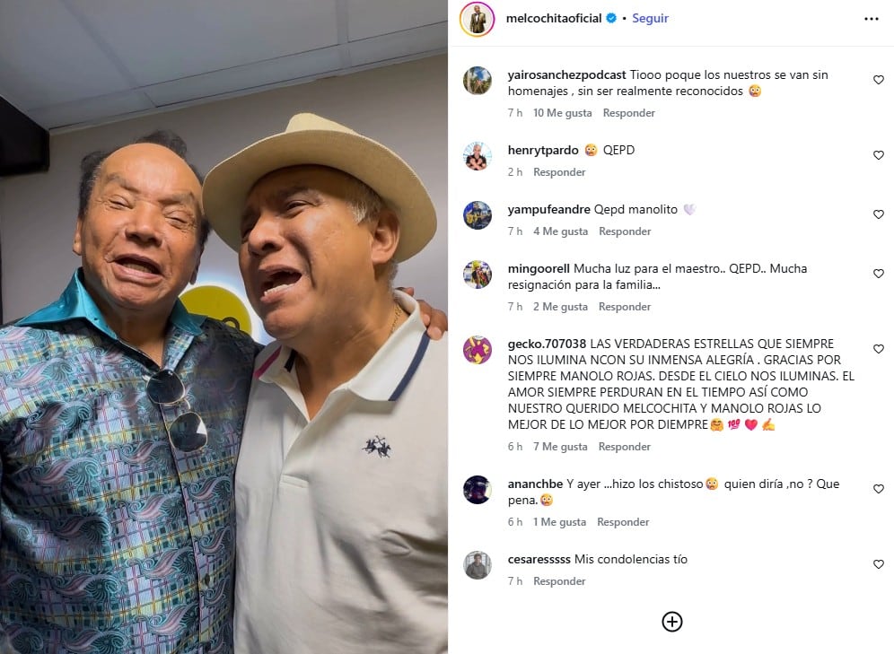Melcochita dedicó mensaje a Manolo Rojas tras fallecimiento.