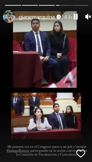 Gianella Marquina asistió al Congreso junto a su jefe. (Foto: @gianemarquina).