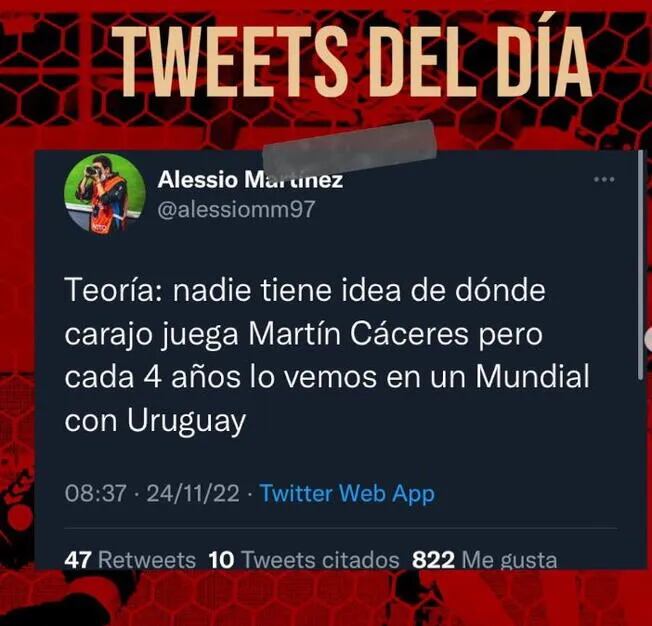 Martín Cáceres le recordó a la selección peruana que quedó fuera de Qatar 2022. Foto: Captura.