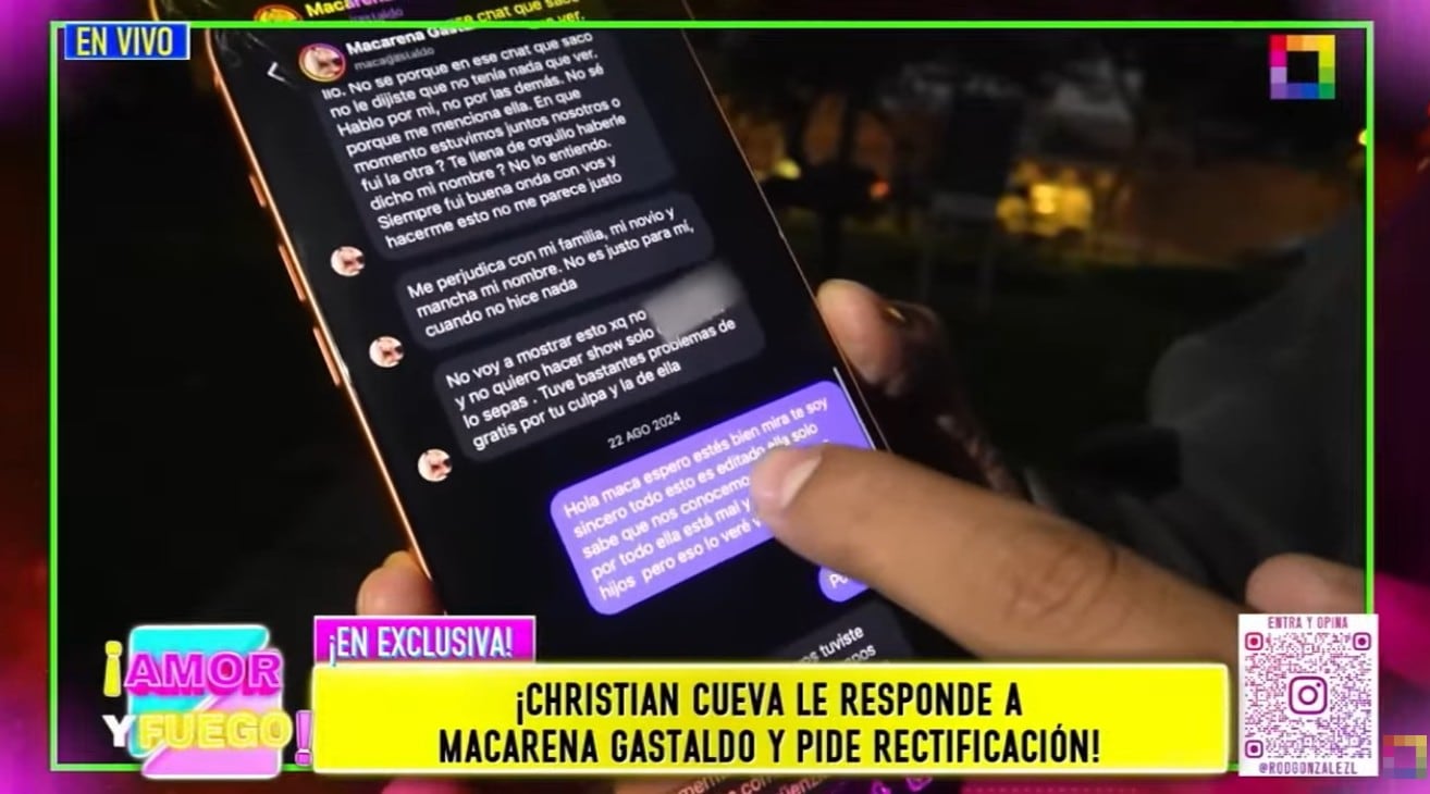 Christian Cueva muestra supuestos chats con Macarena Gastaldo