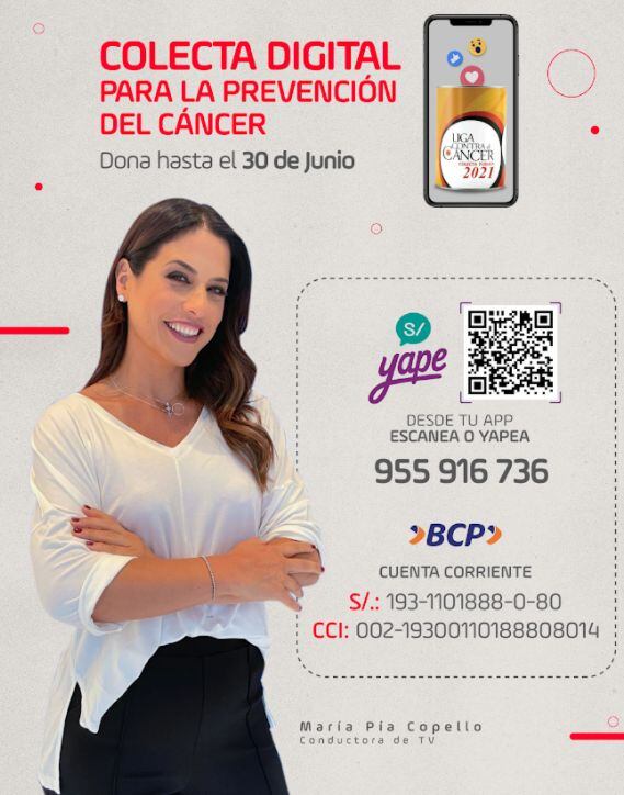 La colecta será 100% digital y se podrá donar hasta el próximo 30 de junio | Imagen: Liga contra el Cáncer