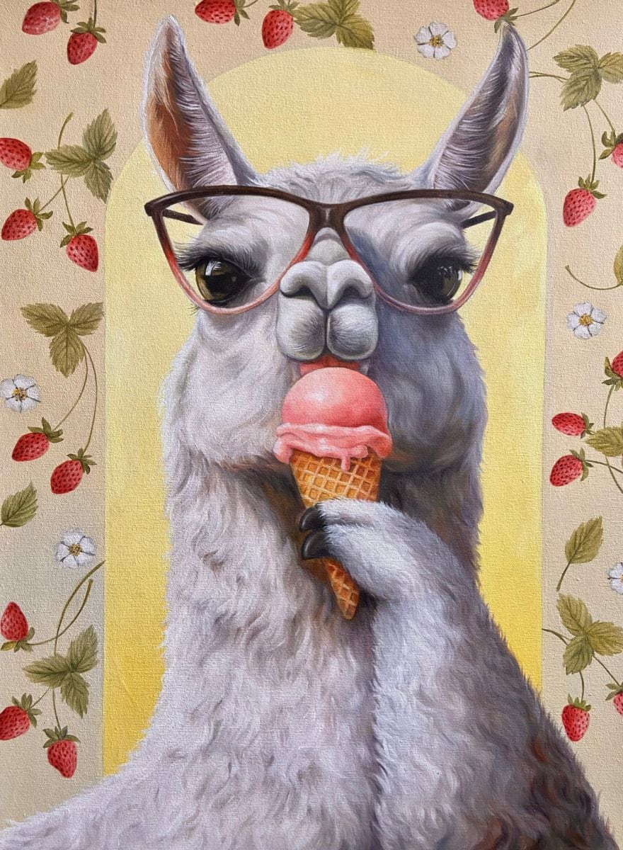 Hoy sus pinturas de alpacas y llamas son exhibidas fuera del Perú. Foto: Sol Alejo.