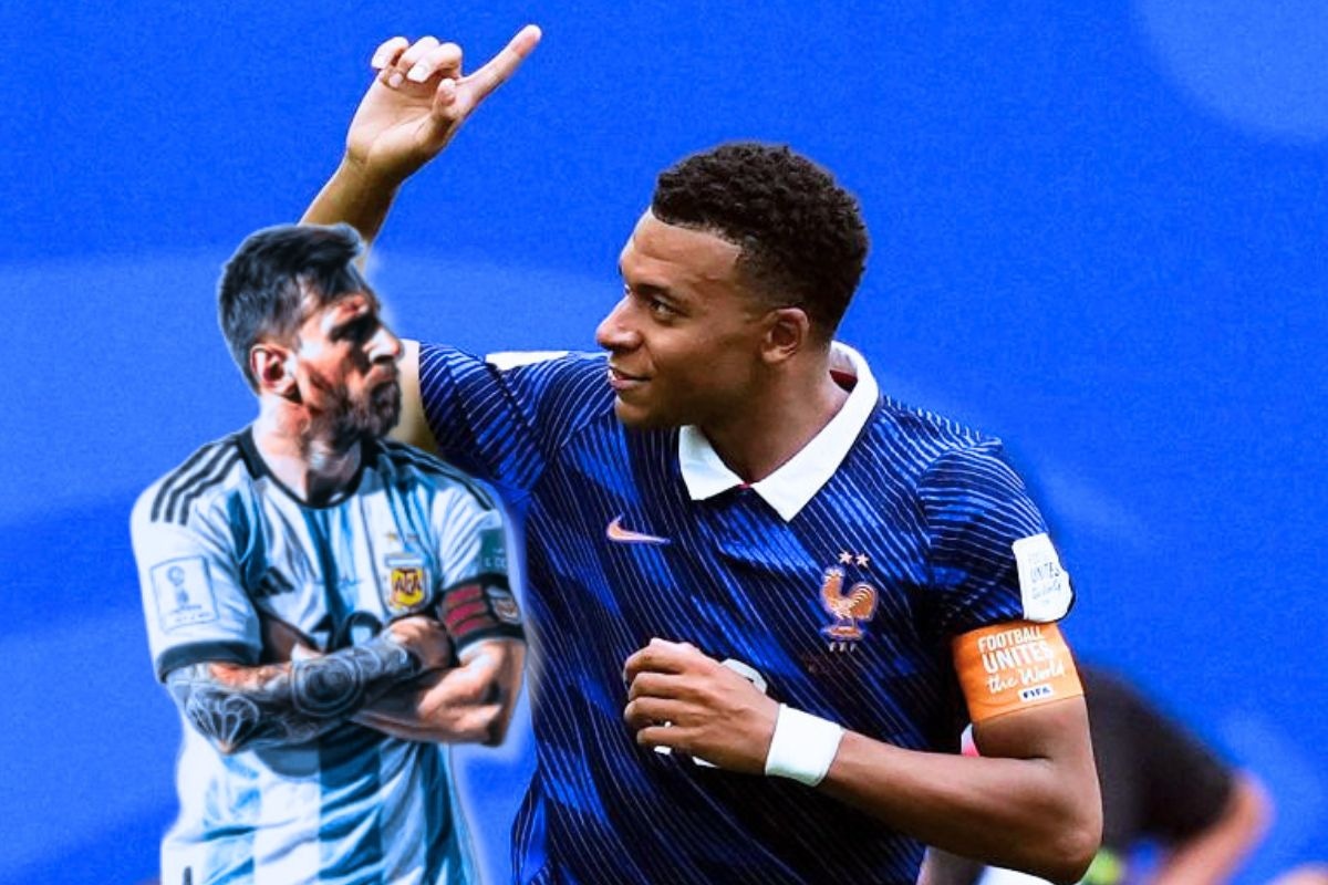 Kylian Mbappé mete presión a Lionel Messi en la final del Mundo ante España (Foto: Getty Images)
