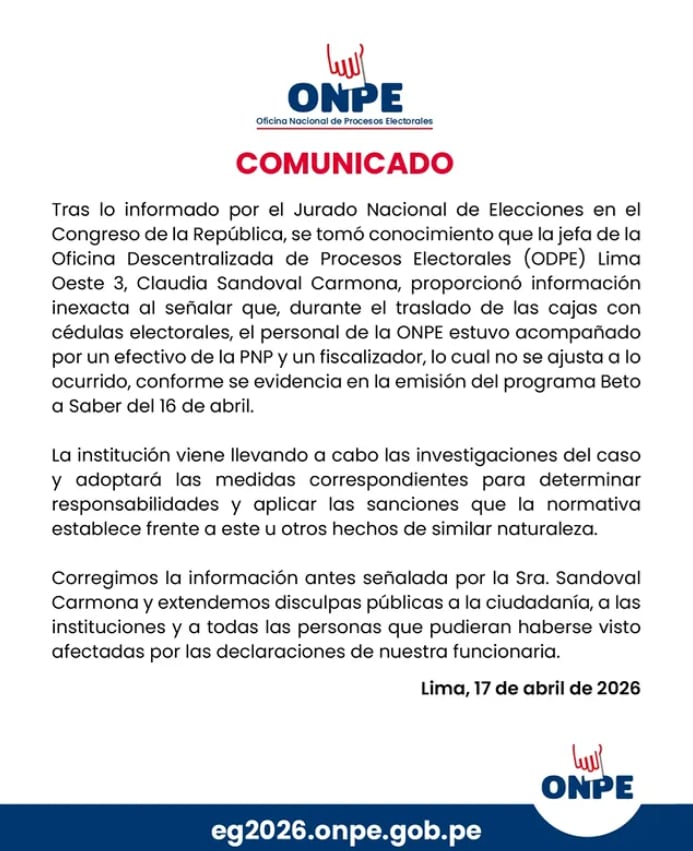 ONPE reconoce que no dio información exacta sobre el hallazgo de cédulas electorales halladas en la basura.