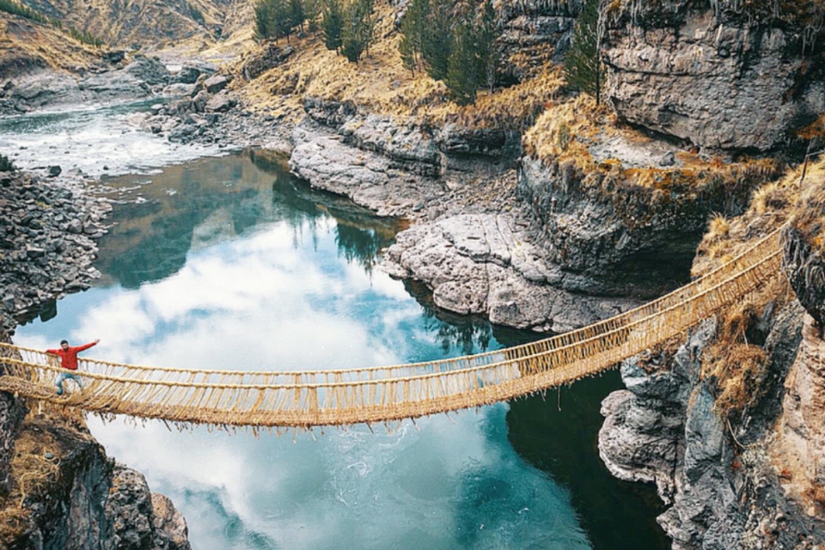 Puentes colgantes en el incanato permitían cruzar ríos y barrancos. Foto: Puente. Foto: Camino Inca.