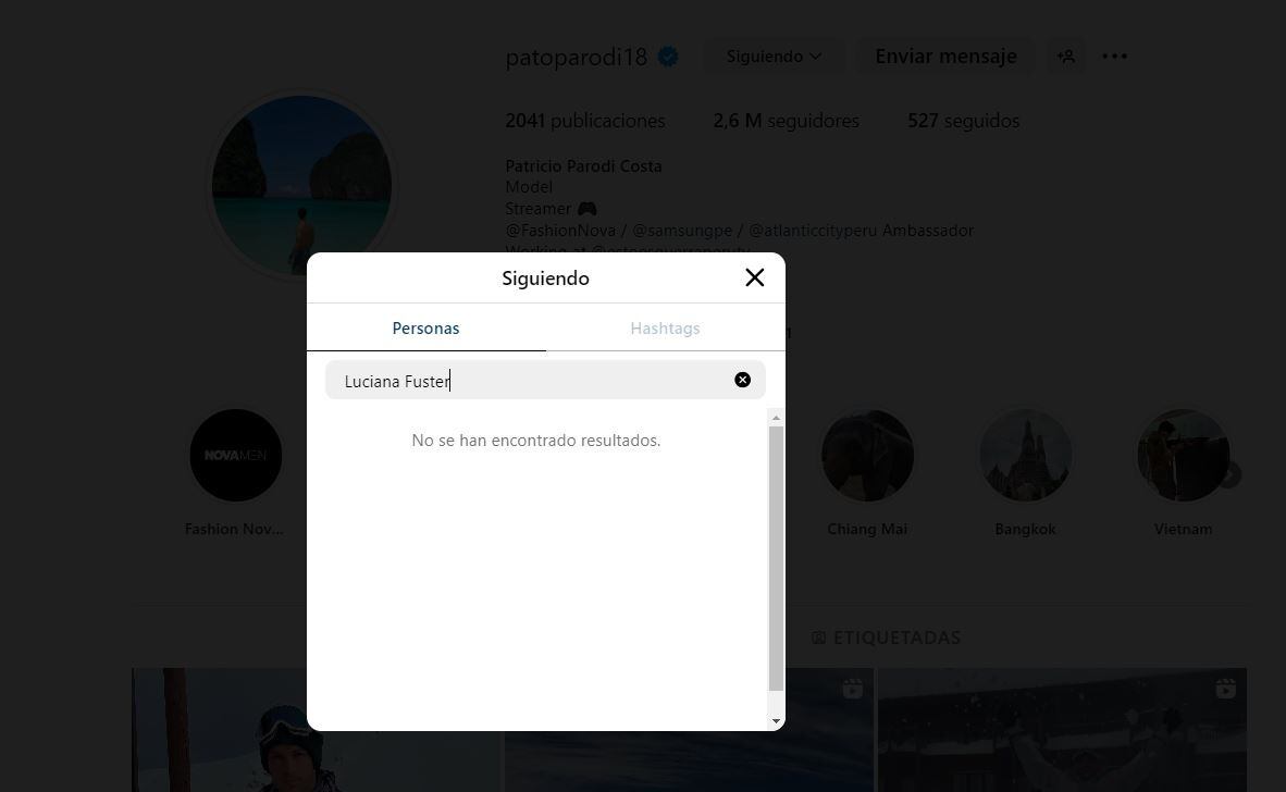 Patricio Parodi dejó de seguir a Luciana Fuster.