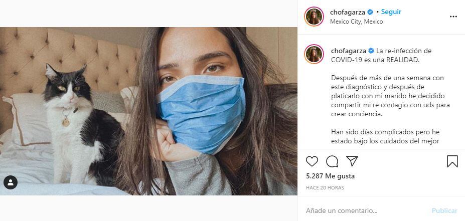 La actriz compartió en sus redes sociales su testimonio sobre la re-infección de COVID-19 (Foto: Instagram)