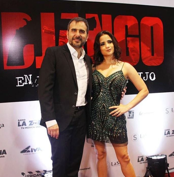 Melania Urbina y Giovanni Ciccia en la premier de Django, en el nombre del hijo