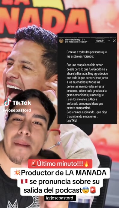 Productor Abneer Robles se pronunció sobre su salida del pódcast 'La Manada'.