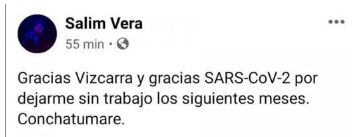 Salim Vera insultó a Martín Vizcarra. (Facebook)