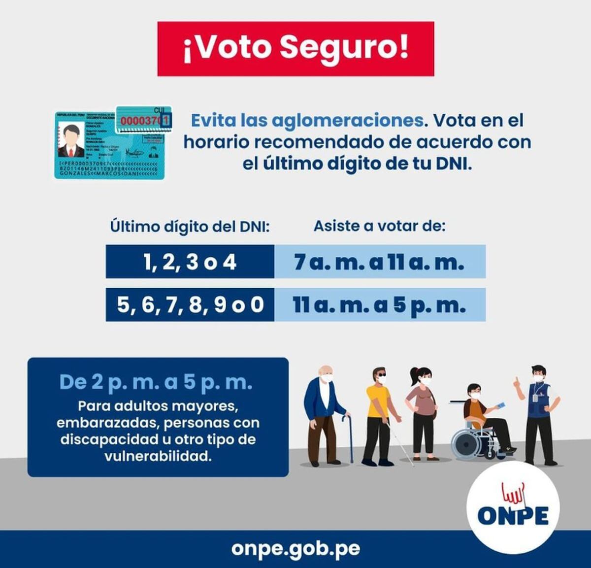 ONPE recomiendo horario preferencial para grupos de riesgo y diferenciado para electores en general (Foto: GEC/ONPE)