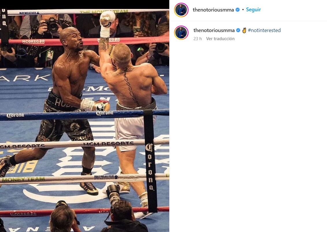 Conor McGregor no desea una nueva lucha ante Mayweather.