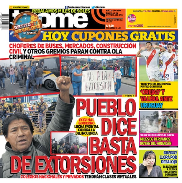 Portada impresa de Trome del jueves 10 de octubre de 2024