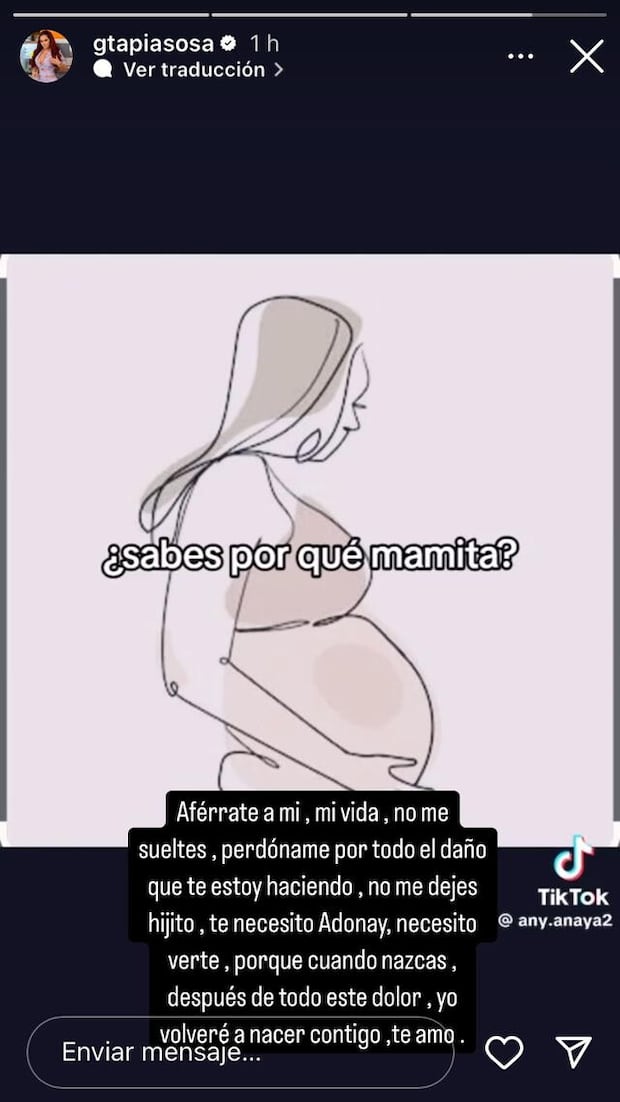 Génesis Tapia y su desgarrador mensaje a su hijo en su vientre