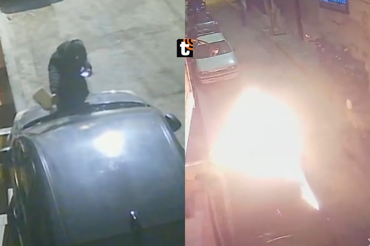 Queman auto de taxista en Chorrillos y familia cree que delincuente se confundió de objetivo.