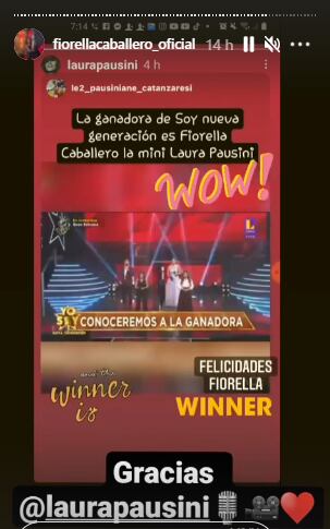 Fiorella Caballero recurrió a su red social para agradecer el respaldo de Laura Pausini. (Foto: @fiorellacaballero_oficial).