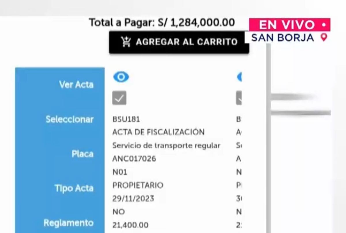 La unidad tiene más de un millón de soles en multas. Foto: Canal N