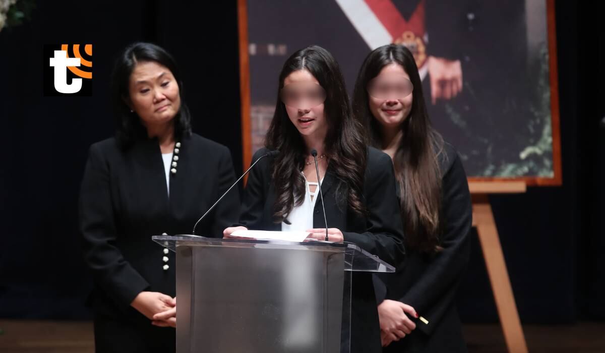 Kaori y Kiara Villanela en el funeral de su abuelo, Alberto Fujimori. Foto: Antonio Melgarejo @photo.gec