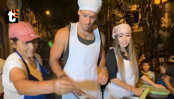 TROME - Patricio Parodi se luce como anticuchero en El Agustino