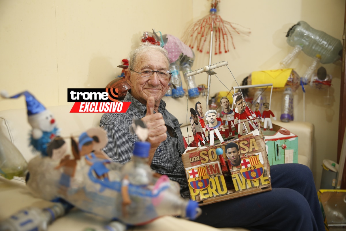 Lesme Jorge del Toro utiliza materiales reciclados y los transforma en ingeniosos artículos para el uso cotidiano. Foto: César Campos