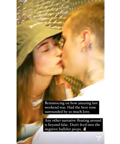 Hailey Bieber se pronuncia en Instagram tras supuesta pelea con su esposo. (Foto: @haileybieber).