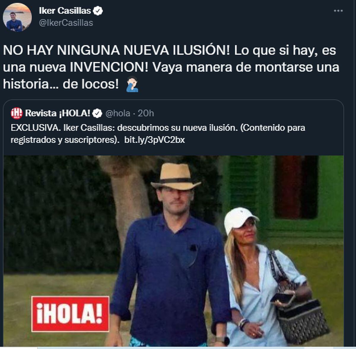 La publicación de Casillas en donde desmiente lo informado por "¡Hola!" (Foto: Iker Casillas / Twitter)