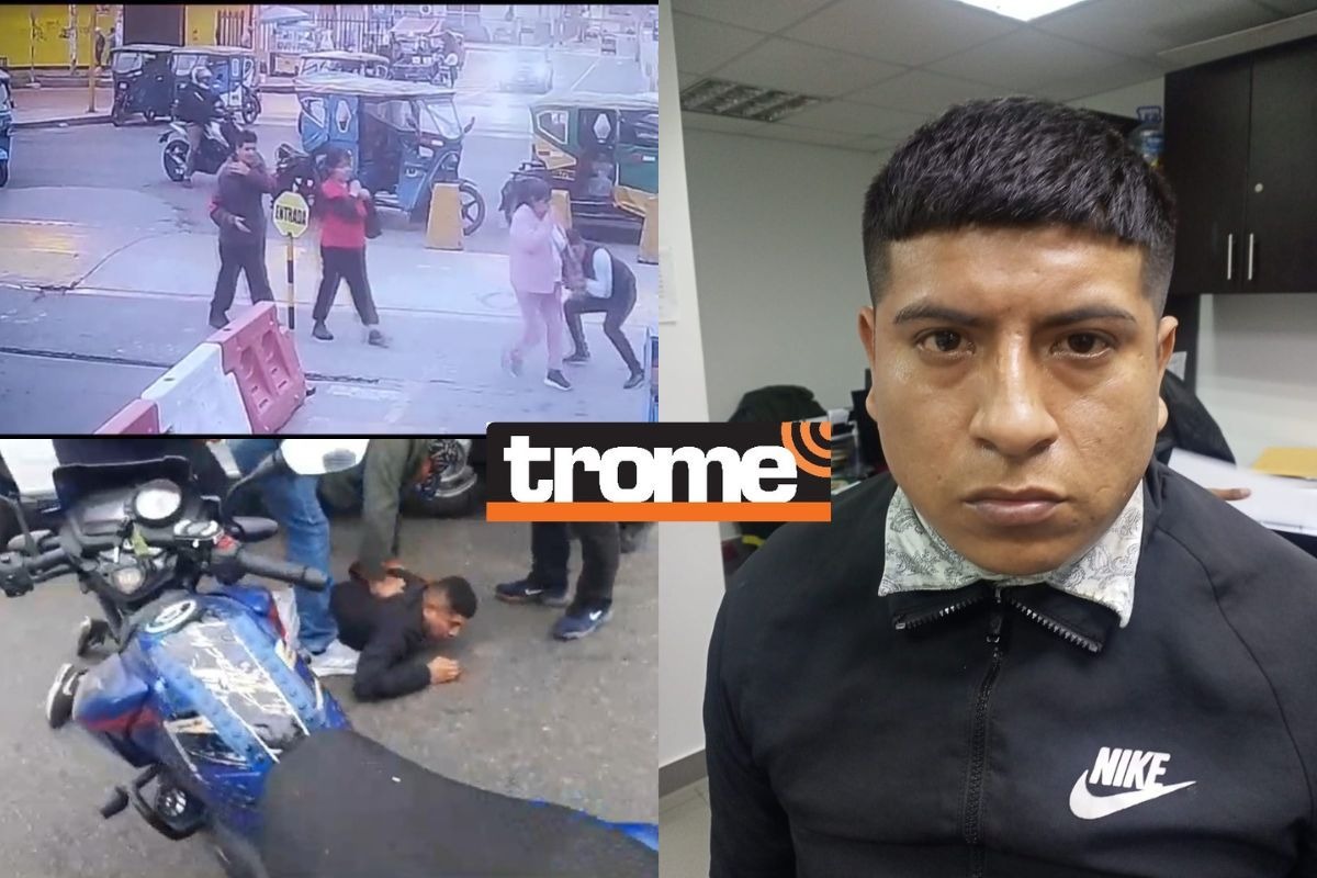 Personal del Comando Yanapaqui - Grupo Élite del Serenazgo de Los Olivos y policías de la División de Investigación de Robos de la Dirincri capturaron al despiadado 'Cara dura' luego de varios asaltos a madres de familia en ese distrito. | Composición: Diario Trome