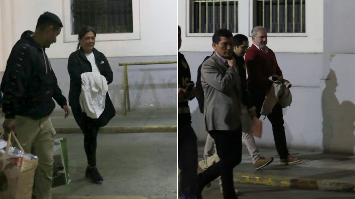 Sada Goray y Mauricio Fernandini en la sede de la prefectura tras ser detenidos. Foto: GEC / César Bueno
