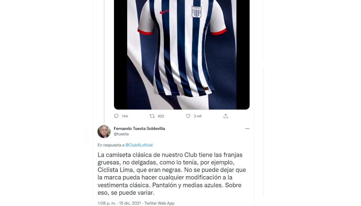 Alianza Lima: Fanáticos se enfrentan en redes sociales por camiseta (Captura Twitter)