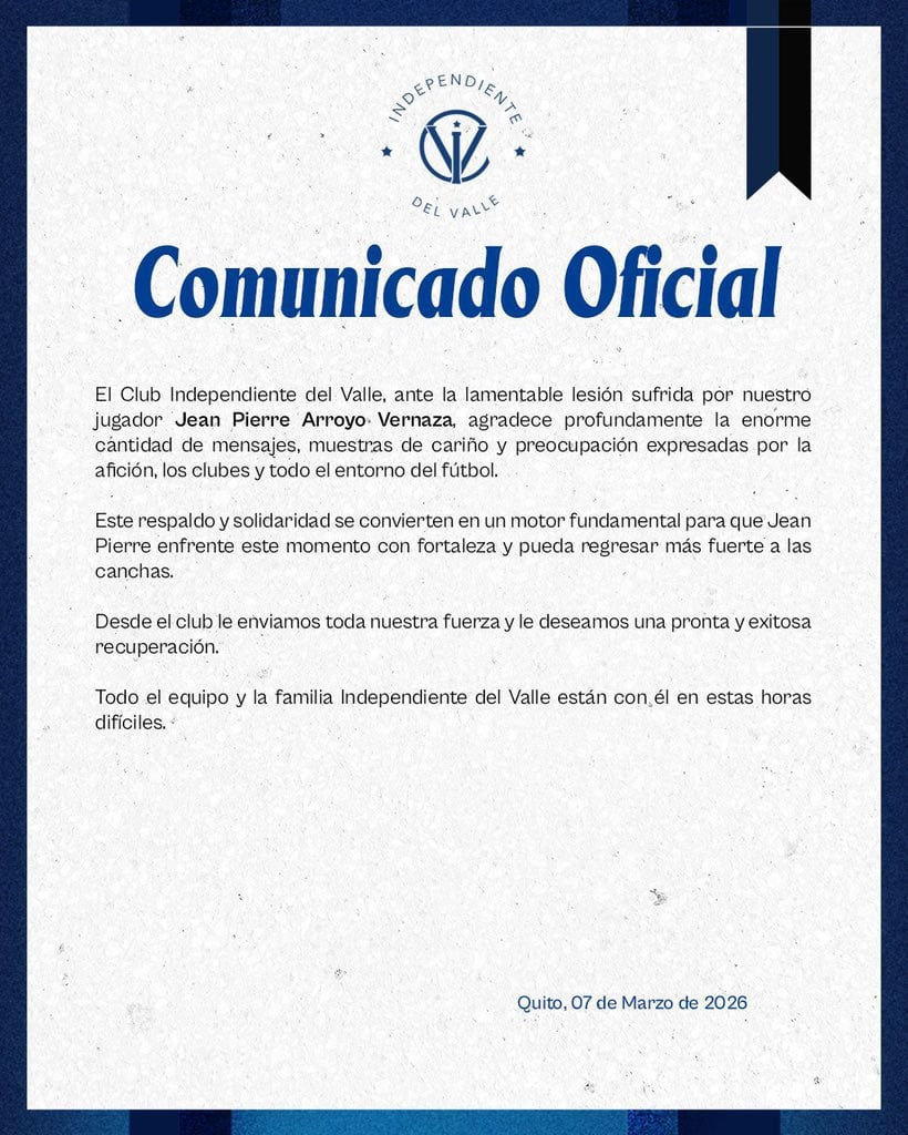 Lamentable lesión del ecuatoriano Jean Pierre Arroyo de Independiente del Valle. (Zapping Tv)