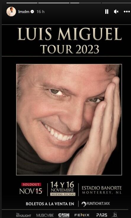 Luis Miguel anunció nuevas fechas tras el Sold Out (Foto: Luis Miguel/Instagram)