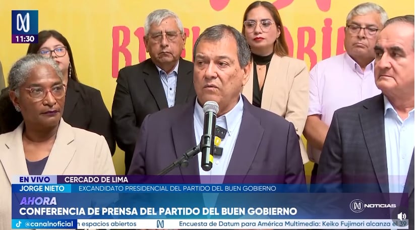 Jorge Nieto anuncia que el partido Buen Gobierno viciará su voto y no apoyará a Keiko Fujimori ni a Roberto Sánchez.