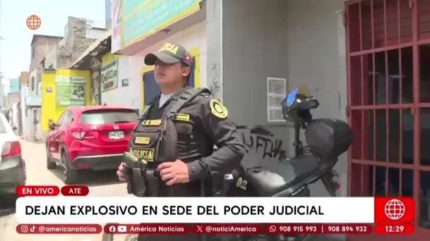 Dejan explosivo en sede del Poder Judicial en Ate. Foto: América noticas
