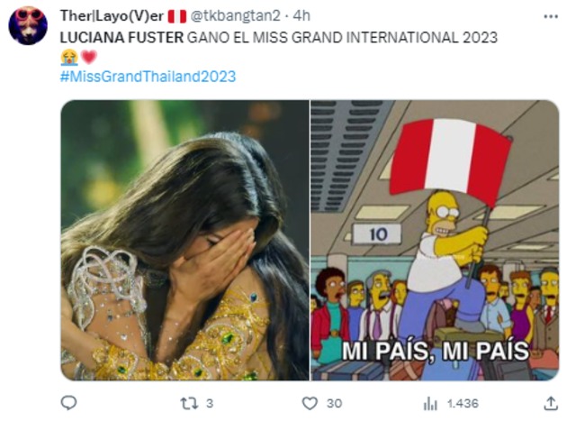 Usuarios de redes sociales se volcaron a Twitter para celebrar la coronación de Luciana Fuster en el Miss Grand 2023 con divertidos memes.