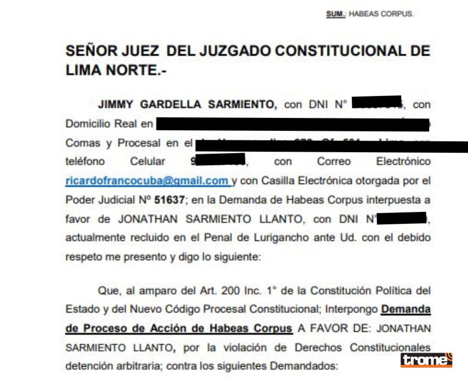 Primo de John Kelvin presenta hábeas corpus