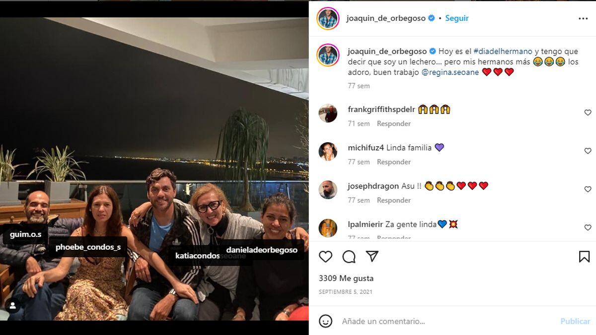 Joaquín y Katia junto al resto de sus mediohermanos (Foto: Joaquín de Orbegoso / Instagram)