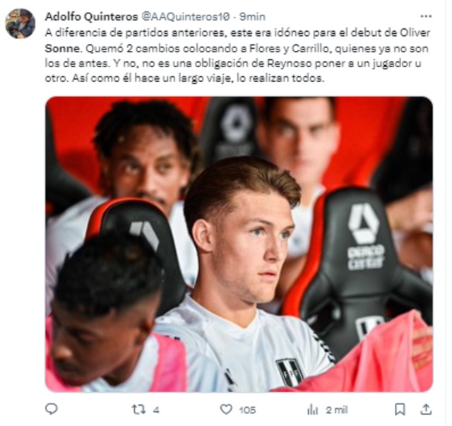 Usuarios de las redes sociales se solidarizan con Oliver Sonne porque no pudo jugar ni un minuto del Perú vs. Venezuela