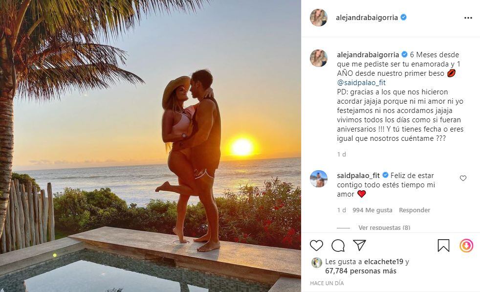 Alejandra Baigorria celebra el primer año desde que Said Palao le dio su primer beso. (Foto: Composición/Instagram)