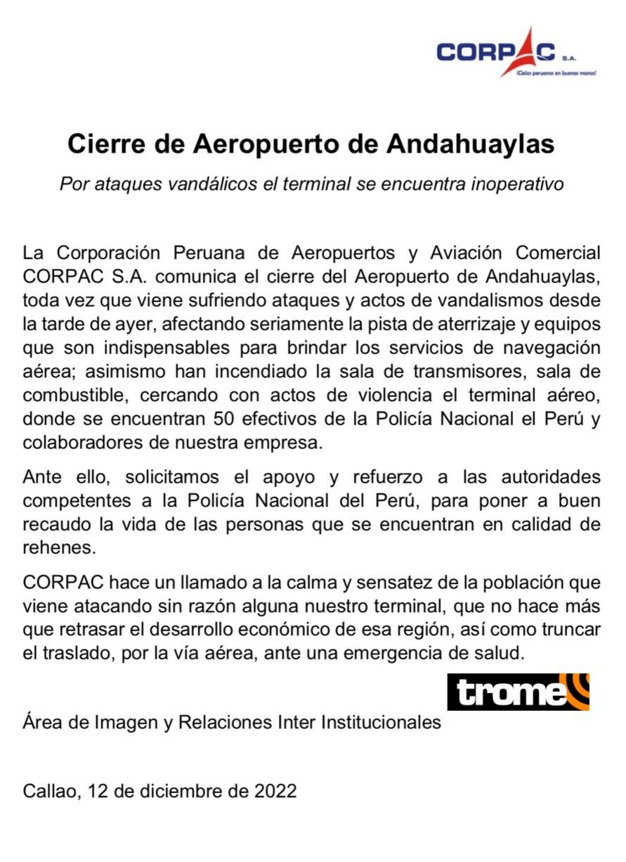 Manifestaciones en Andahuaylas.
