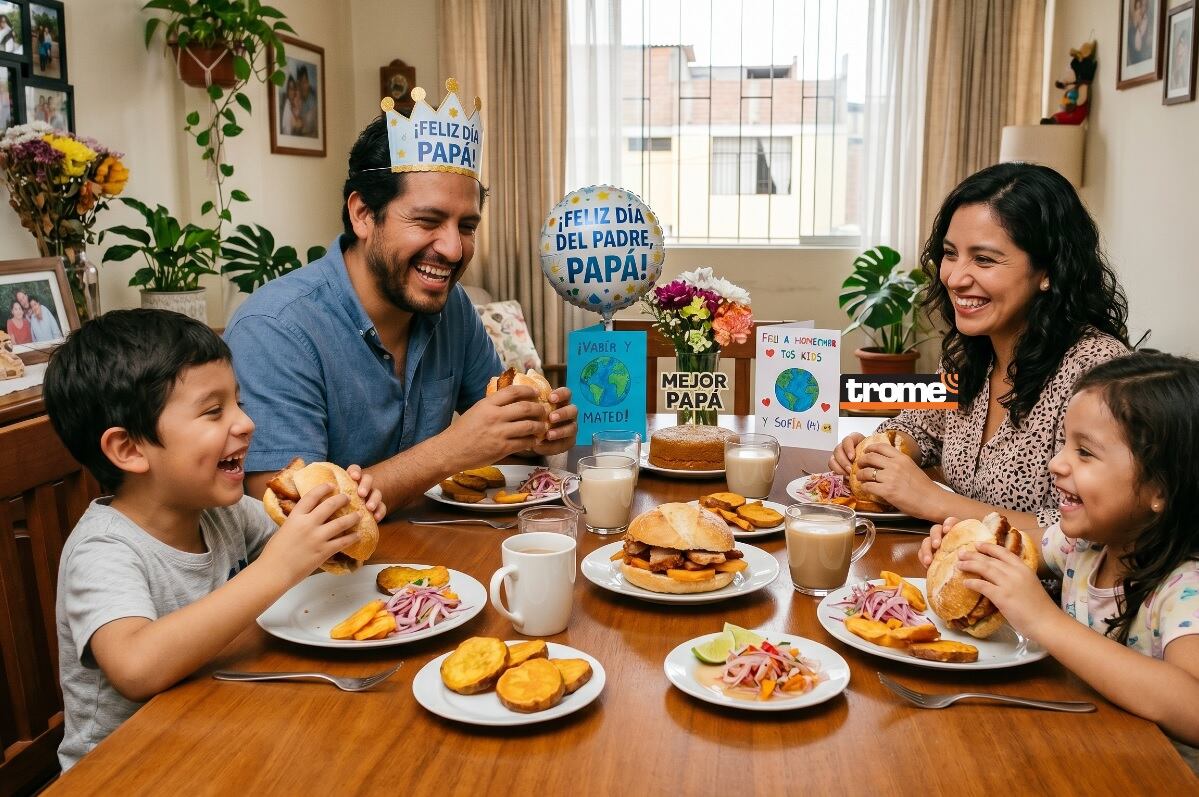 El rico chicharrón estará presente en la celebración familiar para papá. (Entrevista: Isabel Medina / Trome. Foto compos. Asoporci -Trome)