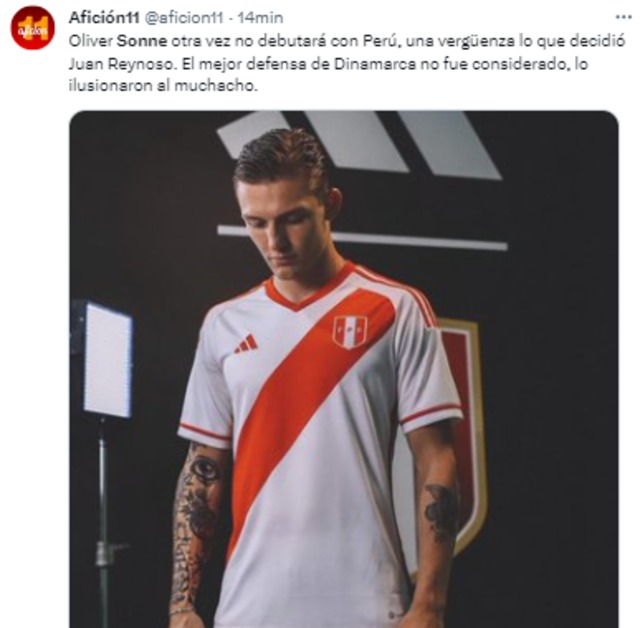 Usuarios de las redes sociales se solidarizan con Oliver Sonne porque no pudo jugar ni un minuto del Perú vs. Venezuela