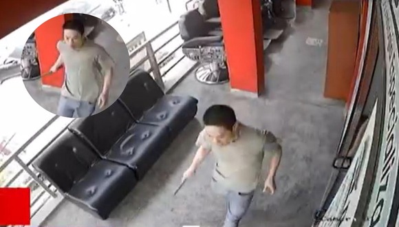Cieneguilla: Ciudadano chino intenta atacar con machete a barberos.