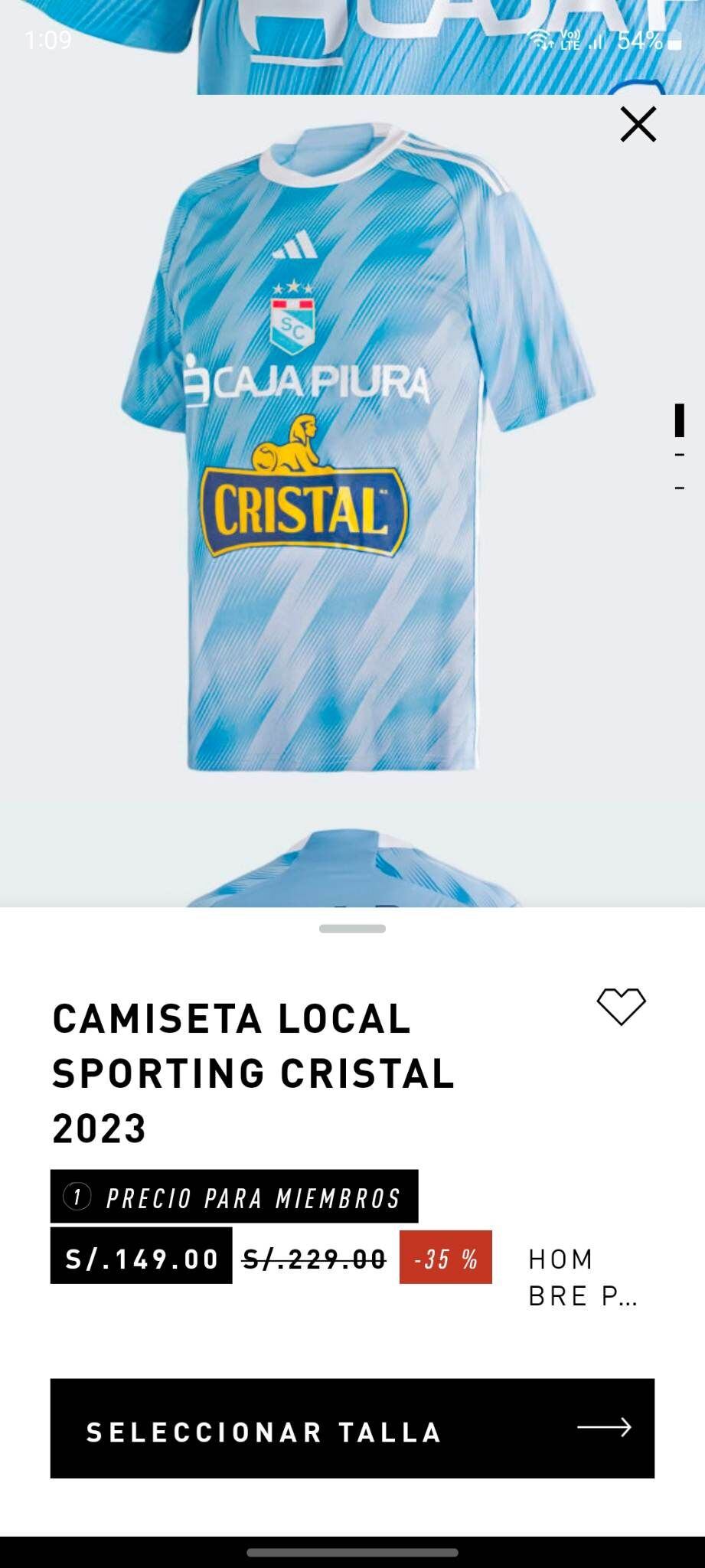 Camiseta de Adidas de Sporting Cristal se vende con 35% de descuento.