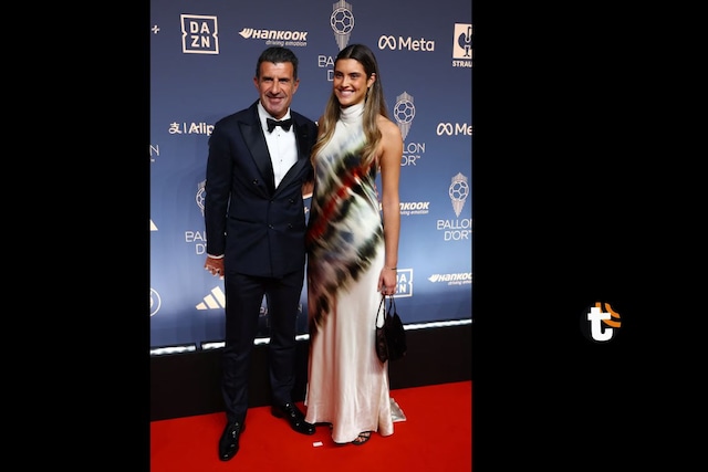 Esposa de Luis Figo le puso color a la noche (Fuente: @francefootball)