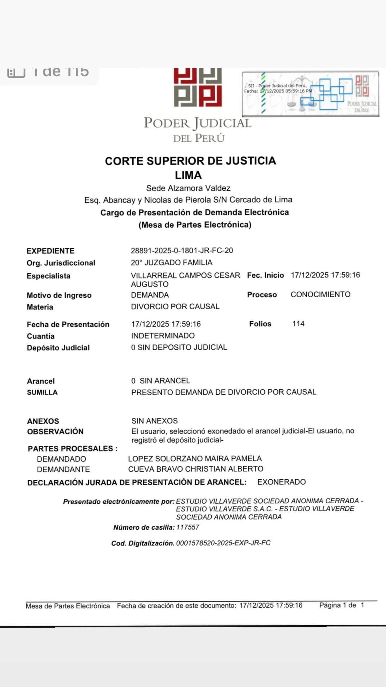 TROME - Futbolista presentó demanda de divorcio contra Pamela López.