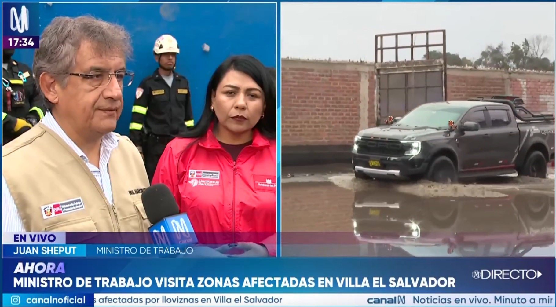 Juan Sheput anunciando el programa Llamkasun en Villa El Salvador (Foto: Canal N)