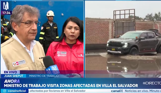 Juan Sheput anunciando el programa Llamkasun en Villa El Salvador (Foto: Canal N)